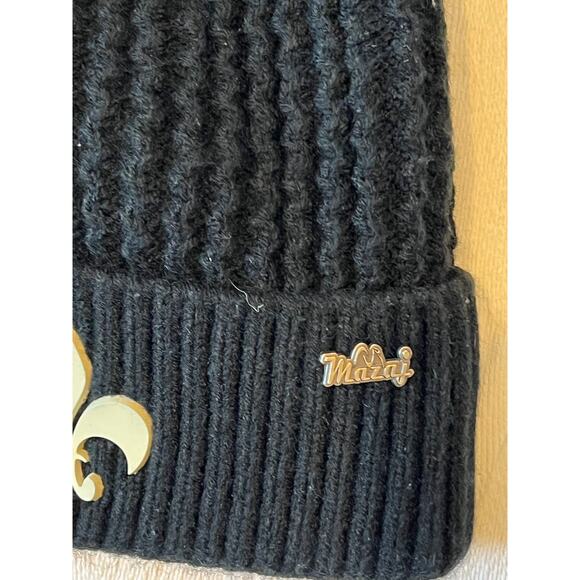 New Orleans Saints Black Acrylic Knit Cap w Mazaj Pin - Picture 2 of 4